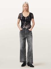 Negru - AllSaints Gabby Mesh Top - Imaginea 6 din 7
