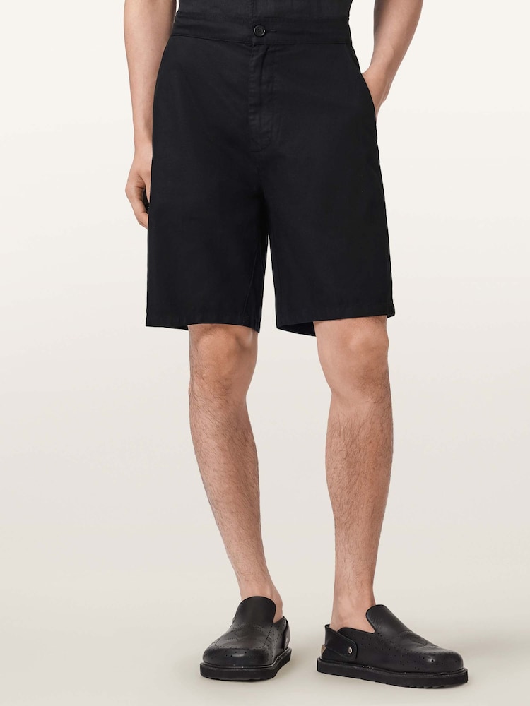 AllSaints Black Corbett Shorts - Image 1 of 6