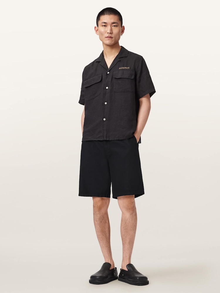 AllSaints Black Corbett Shorts - Image 2 of 6