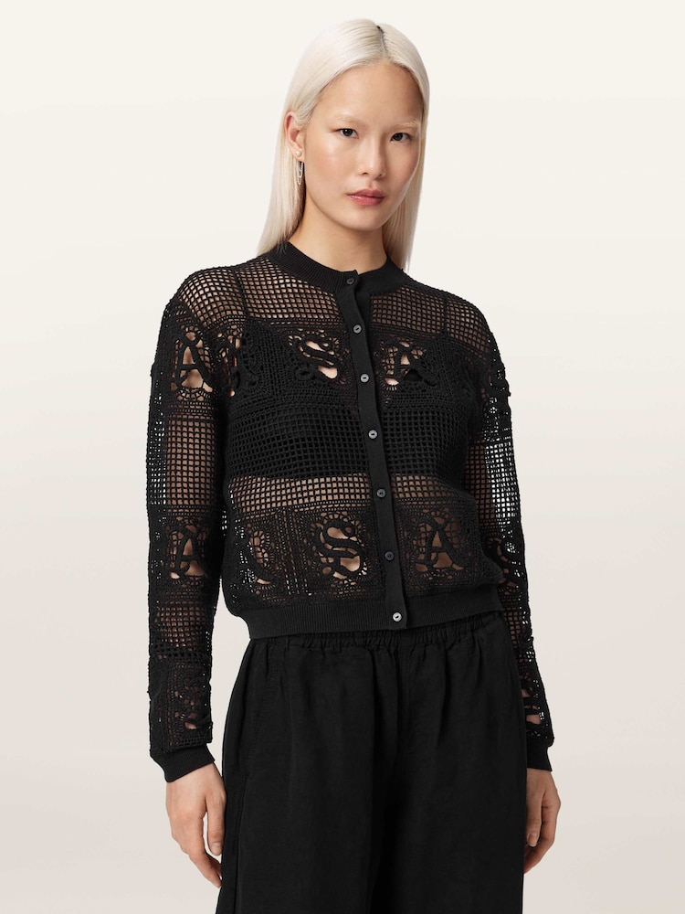 AllSaints Black Kyra Cardigan - Image 1 of 6