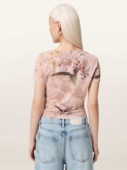 AllSaints Pink Gabby Mesh Top - Image 6 of 8