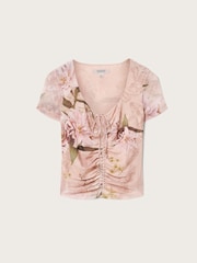AllSaints Pink Gabby Mesh Top - Image 8 of 8