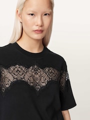 AllSaints Black Lisa Lace T-Shirt - Image 3 of 7