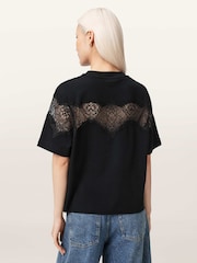 AllSaints Black Lisa Lace T-Shirt - Image 5 of 7