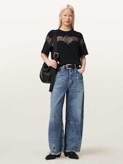 AllSaints Black Lisa Lace T-Shirt - Image 6 of 7