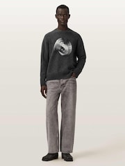 AllSaints Black Spinnin Crew Neck Jumper - Image 2 of 6
