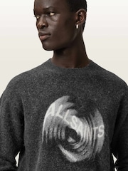 AllSaints Black Spinnin Crew Neck Jumper - Image 3 of 6