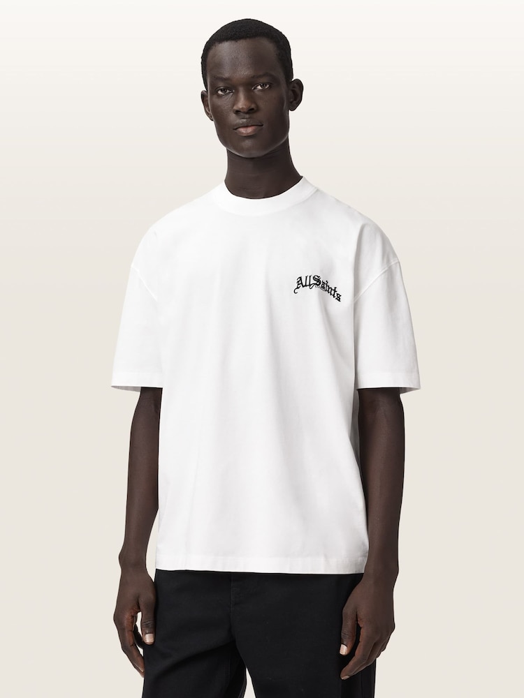 AllSaints White Descent Short Sleeve Crew Neck T-Shirt - Image 2 of 9