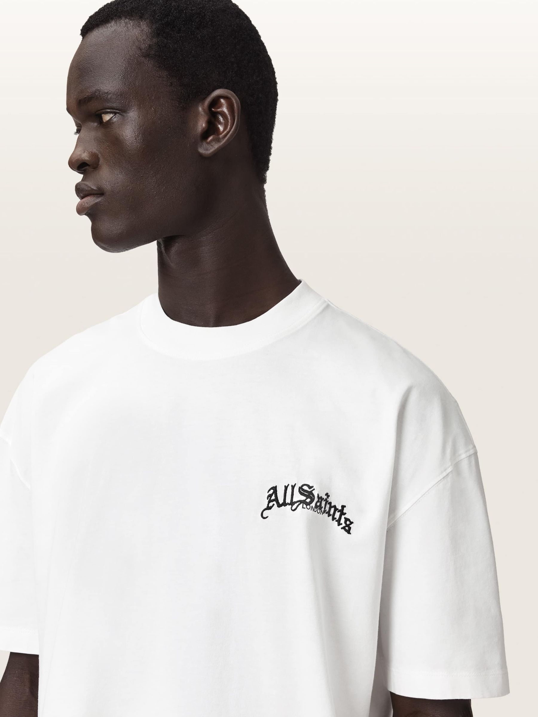 Buy AllSaints White Descent Short Sleeve Crew Neck T-Shirt from