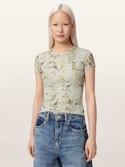 AllSaints Green Ellie Mesh T-Shirt - Image 2 of 8