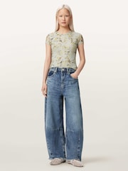 AllSaints Green Ellie Mesh T-Shirt - Image 3 of 8