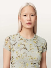 AllSaints Green Ellie Mesh T-Shirt - Image 4 of 8
