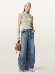 AllSaints Green Ellie Mesh T-Shirt - Image 7 of 8