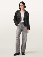 AllSaints Black Samina Biker Jacket - Image 3 of 8