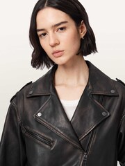 AllSaints Black Samina Biker Jacket - Image 4 of 8