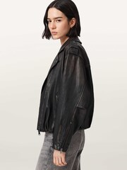 AllSaints Black Samina Biker Jacket - Image 5 of 8