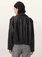 AllSaints Black Samina Biker Jacket - Image 6 of 8