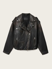 AllSaints Black Samina Biker Jacket - Image 8 of 8