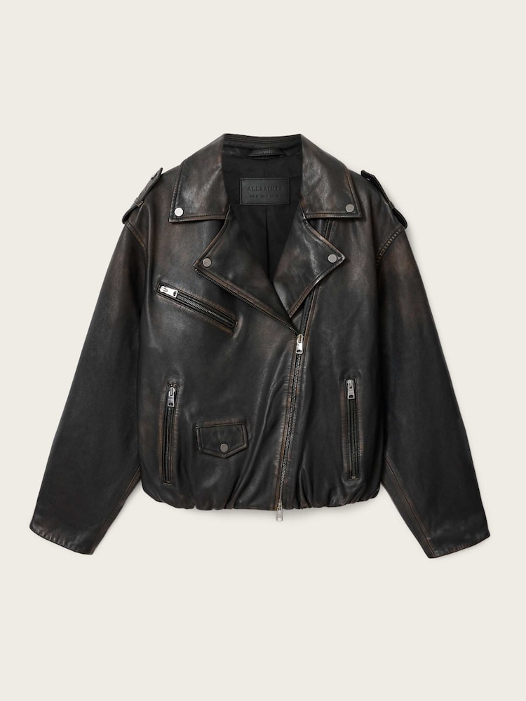 AllSaints Black Samina Biker Jacket - Image 8 of 8