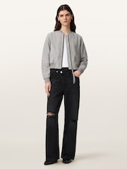 AllSaints Grey Orten Suede Bomber Jacket - Image 2 of 7
