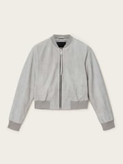 AllSaints Grey Orten Suede Bomber Jacket - Image 7 of 7