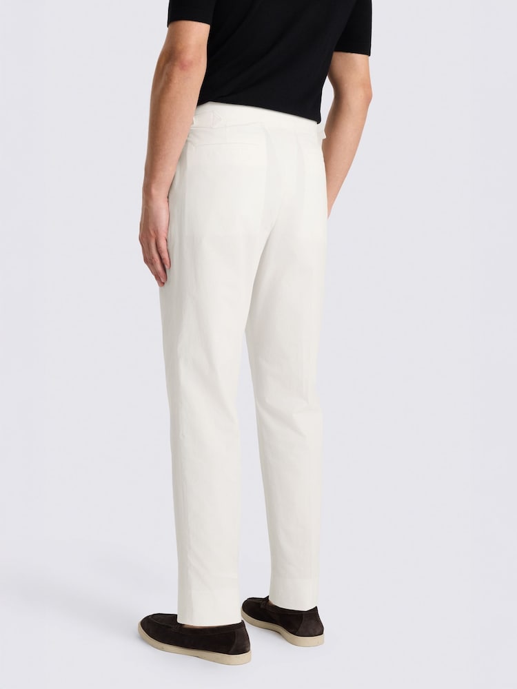 MOSS White Cotton Pleated Trousers - Image 2 of 5