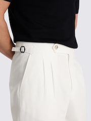 MOSS White Cotton Pleated Trousers - Image 3 of 5