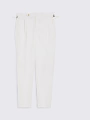MOSS White Cotton Pleated Trousers - Image 5 of 5