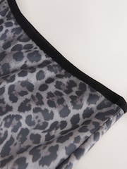 Black/Grey Animal Print Satin Midi Skirt - Image 6 of 7
