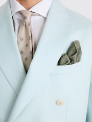 أزرق مخضر - سترة بدلة من نسيج تويل الكتان بتفصيل مفصل من MOSS - صورة 4 من 5