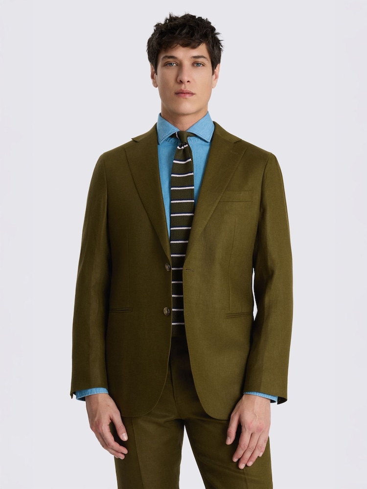 MOSS Green Tailored Fit Twill Linen Suit Jacket - Image 1 of 5 MOSS Green Tailored Fit Twill Linen Suit Jacket - Image 1 of 5