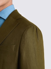 MOSS Green Tailored Fit Twill Linen Suit Jacket - Image 4 of 5