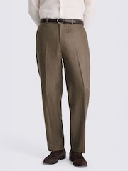 MOSS Brown Relaxed Fit Linen Suit Trousers - Image 1 of 3
