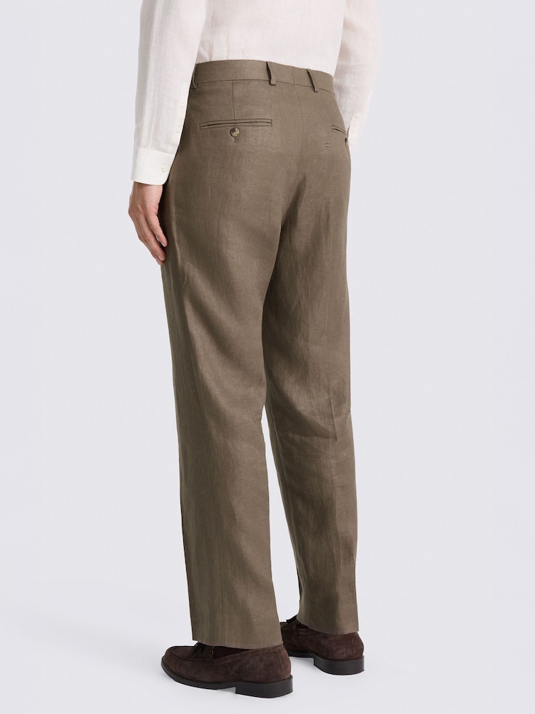 MOSS Brown Relaxed Fit Linen Suit Trousers - Image 2 of 3