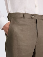 MOSS Brown Relaxed Fit Linen Suit Trousers - Image 3 of 3