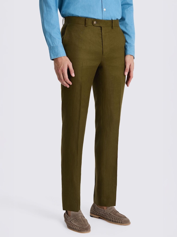 Oliven - MOSS Skreddersydde Twill Lin Dressbukser - Bilde 1 av 3