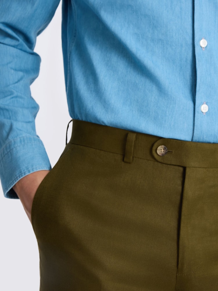 Oliven - MOSS Skreddersydde Twill Lin Dressbukser - Bilde 3 av 3