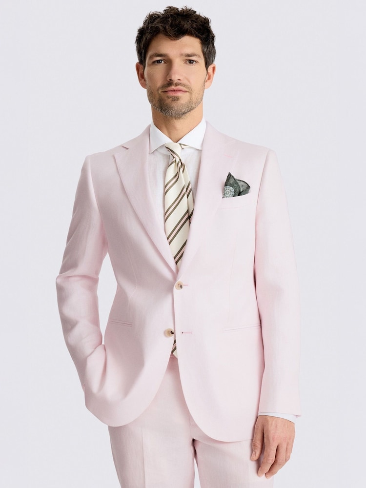 سترة بدلة من نسيج تويل الكتان بتفصيل مفصل من MOSS - Image 1 of 5