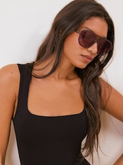 Friends Like These Burgundy Red Fashion Aviator Sunglasses - Image 3 of 6