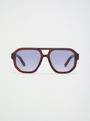 Friends Like These Burgundy Red Fashion Aviator Sunglasses - Image 4 of 6