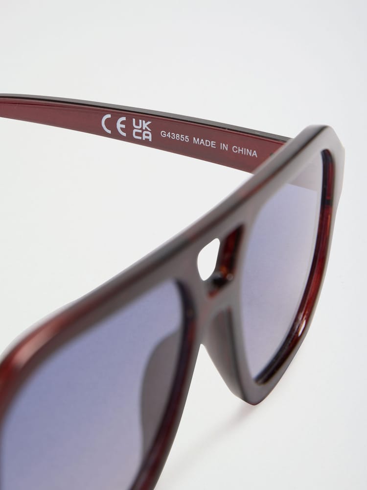 Friends Like These Burgundy Red Fashion Aviator Sunglasses - Image 6 of 6 Friends Like These Burgundy Red Fashion Aviator Sunglasses - Image 6 of 6