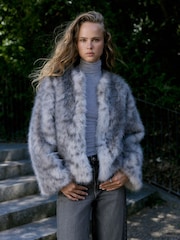 Grey Animal Print Faux Fur Jacket - Image 1 of 9