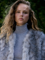 Grey Animal Print Faux Fur Jacket - Image 6 of 9