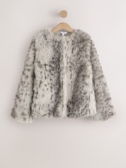 Grey Animal Print Faux Fur Jacket - Image 7 of 9