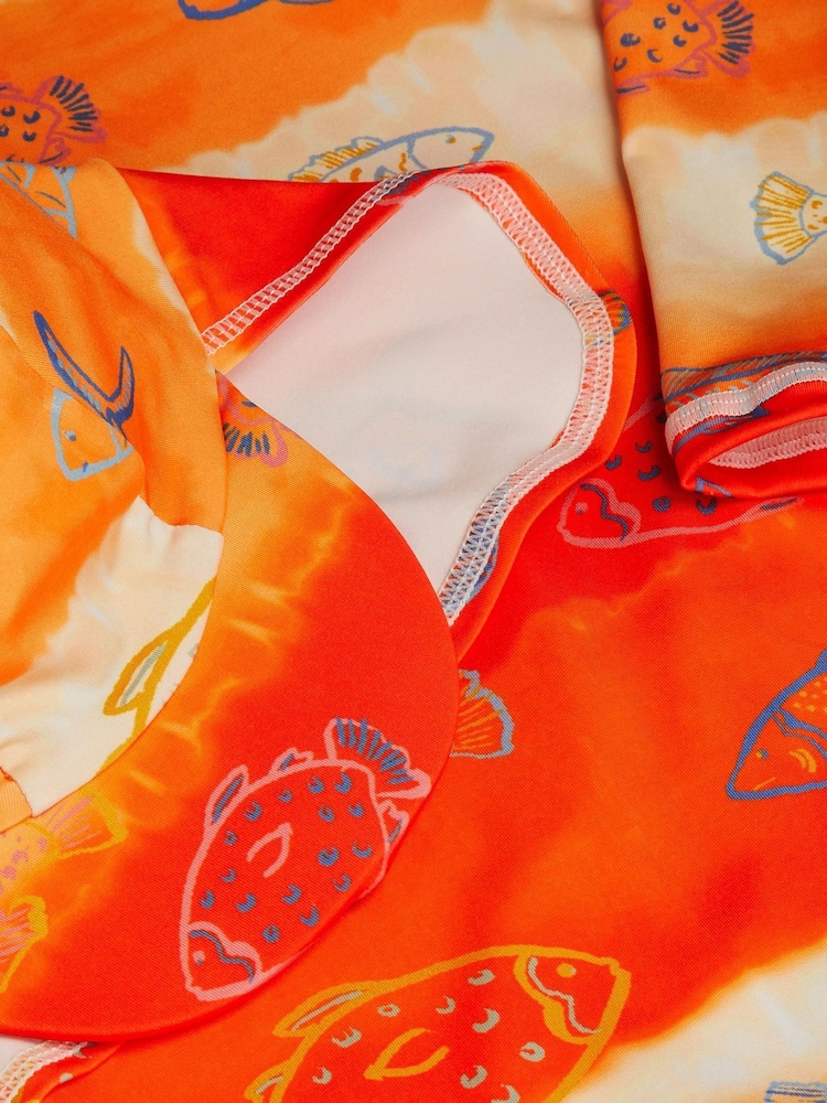 Monsoon Fish Print UPF50+ Swimsuit & Sun Hat Set - Imaginea 3 din 3 Monsoon Fish Print UPF50+ Swimsuit & Sun Hat Set - Imaginea 3 din 3