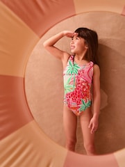 Monsoon Orange Giraffe Print Swimsuit - Image 1 of 4