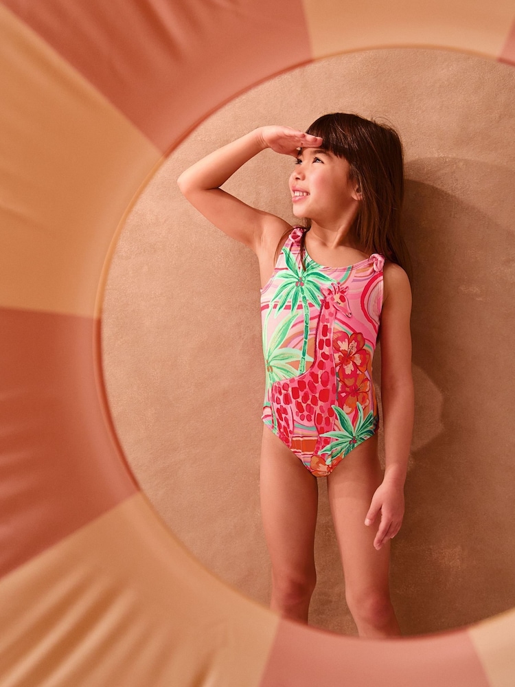 Monsoon Orange Giraffe Print Swimsuit - Image 1 of 4