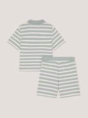 Monsoon Green Stripe Jersey Shirt & Shorts Set - Image 3 of 4