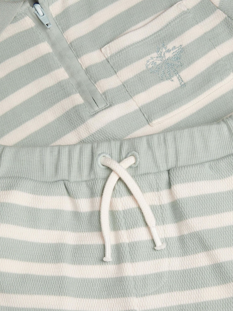 Monsoon Green Stripe Jersey Shirt & Shorts Set - Image 4 of 4