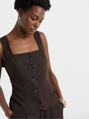 JD Williams Brown Textured Waist Coat - Image 3 of 4